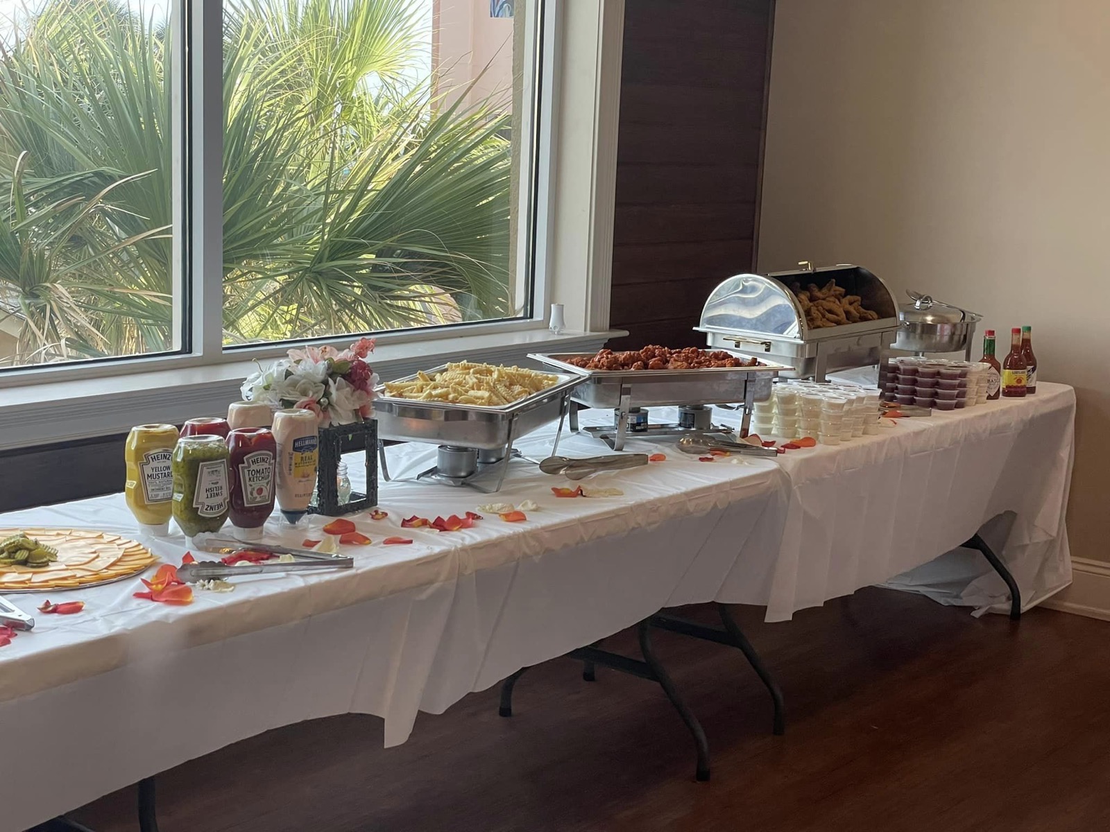 On-site event catering spread